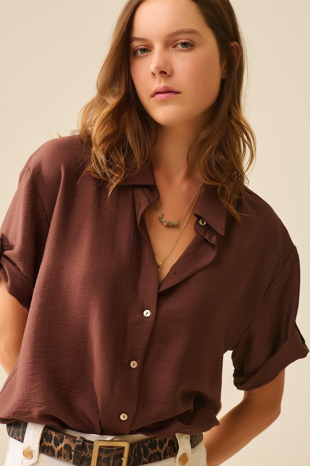 Pleated Short Sleeves Top