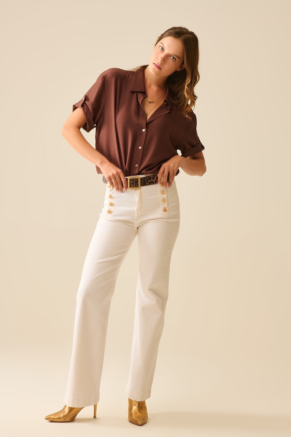 Pleated Short Sleeves Top