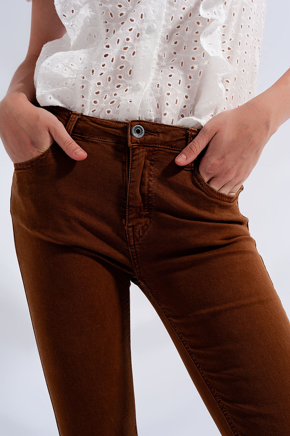 High Rise Raw Hem Flared Jeans